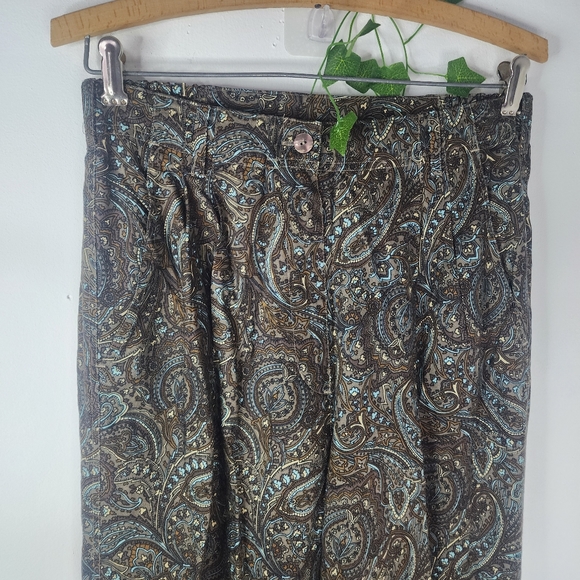 Woolrich Brown Paisley Rayon Pleated Pants - Picture 5 of 11